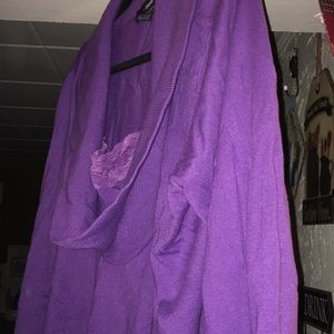 Sweater cowl neck with built in lace cami